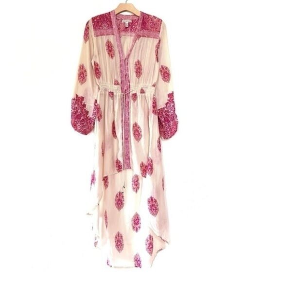 BILLABONG Pretty Lady High-Low Cotton Maxi Dress‎ Balloon Sleeves Size Medium - Picture 1 of 12